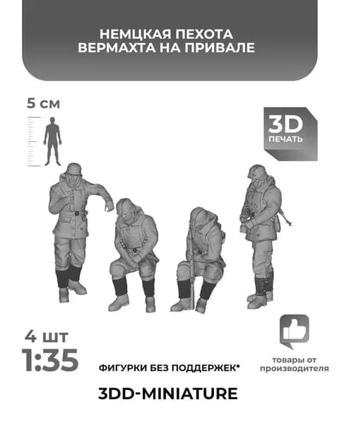 3DD Немецкая пехота в зимней униформе на привале. Масштаб 1/35. Вторая мировая война.