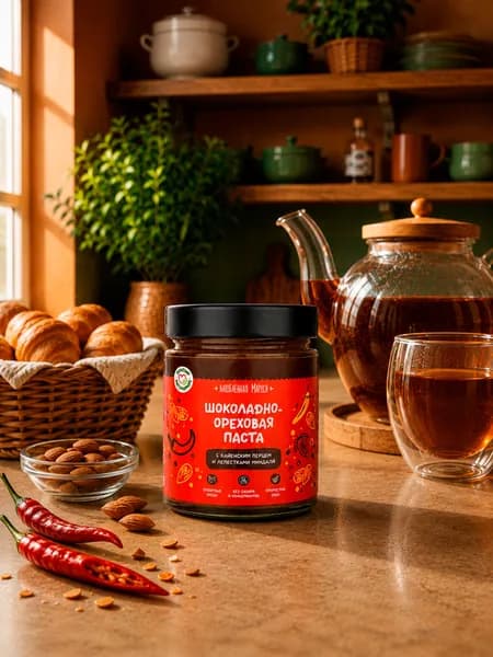 Орехово-шоколадная паста с кайенским перцем, 250г