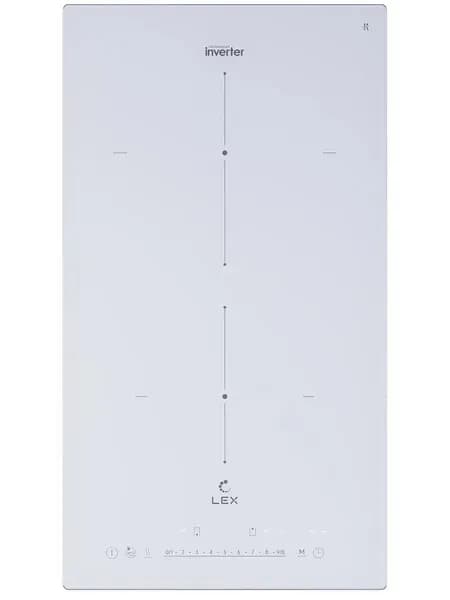 Варочная поверхность индукционная инверторная Lex EVI 320A I WH, 2 конфорки, 3500 Вт, функция Boost, датчик распознавания наличия посуды, таймер, белый