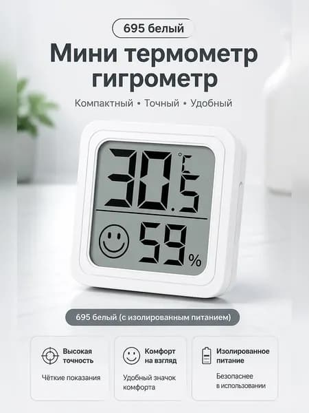Электронный термогигрометр с цифровым дисплеем для измерения температуры и влажности