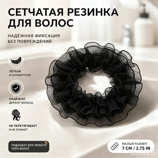 Сетка для волос Чёрная, 3шт. на пучок, для тренировок, гимнастики, танцев, фигурного катания.одна штука