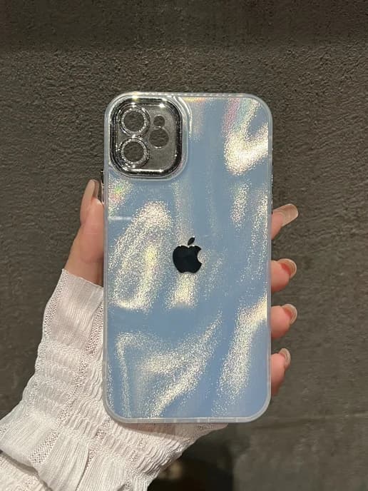 Чехол на iPhone 11 перламутровый с яблоком