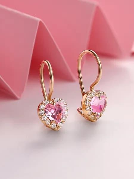 Серьги Сердечки серебро 925 фианитами