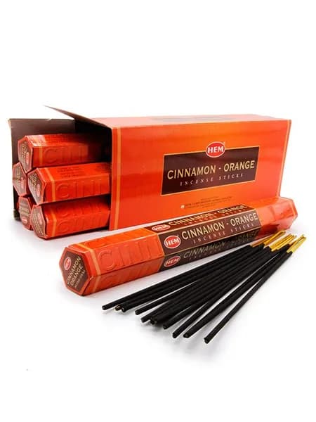 Благовония "Cinnamon-Orange" 1_упаковка_20гр (ароматические индийские палочки ХЕМ для дома / аромапалочки HEM "Апельсин-Корица", 20_шт)