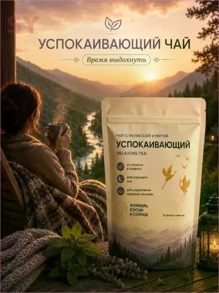 Чай успокаивающий в пакетиках, чай Антистресс с мелиссой и мятой