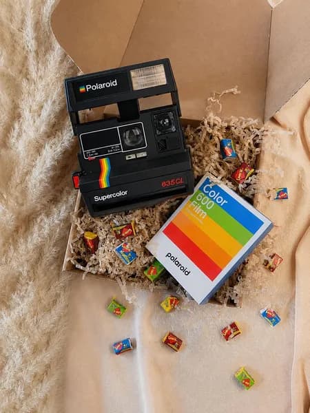 Фотоаппарат мгновенной печати винтажный Polaroid SuperColor 635CL (рандом из тех, что на фото) + кассета. Подарочный набор. Подарок девушке, парню, подруге, мужчине, женщине.