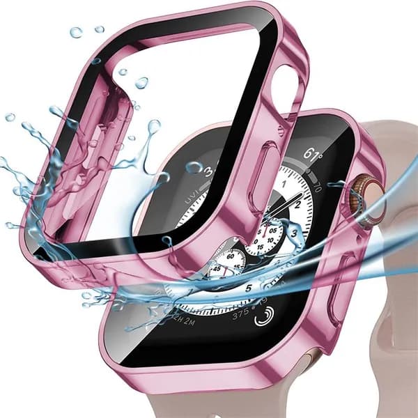 Чехол на умные часы Apple Watch 44мм, Чехол для Apple watch series 4 5 6/SE, Противоударный тонкий бампер с защитой от повреждений, грязи и отпечатков,Гальваническая оболочка + закаленная пленка
