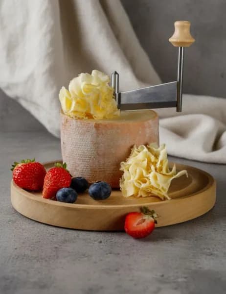 Сыр Тет-де-Муан серебряный 51% Margot Fromages S.A., полутвердый, целая голова 800 г, AOP, для сырной тарелки и розочек жирольюСыр Тет-де-Муан серебряный 51% "Margot Fromages S.A" (голова, 800г)