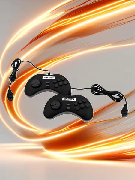 Джойстик 2 шт. РЕТРО игровой проводной 16-бит формат Sega 9 pin DVTech 12-JS черный, ABS пластик, 8-bit узкий разъём 9 пин противоскользящие джойстики, 2 джойстика, серые кнопки