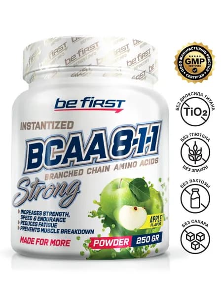Незаменимые аминокислоты комплекс БЦАА в порошке Be First BCAA 8:1:1 Instantized Powder 250 гр, яблоко / спортивное питание для восстановления мышц после тренировки и повышения выносливости