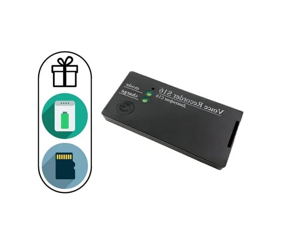 Профессиональный диктофон Сорока 16.2 (VOX) + ПОДАРКИ (Powerbank 10000 mAh + microSD 32Gb) - дикрофон MEMS с сверхчувствительной мембраной до 9 метров (мини диктофон для записи)