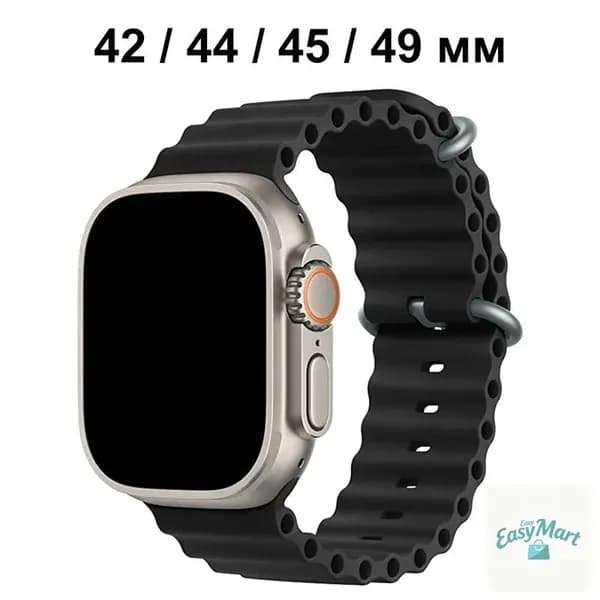 Силиконовый ремешок для смарт-часов Apple Watch Series 1-9 , SE , Ultra и Ultra 2 42mm , 44mm , 45mm , 49mm ; Браслет для умных часов Эпл Вотч 1-9 , СЕ и Ультра 42мм / 44мм / 45мм / 49mm