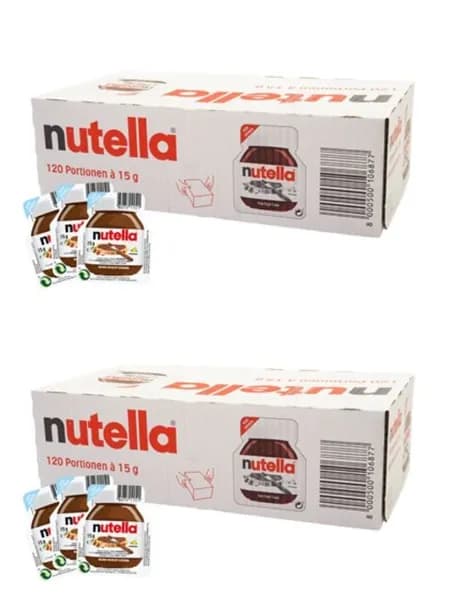 Набор 2 уп х 120 шт Nutella паста шоколадная порционная для кафе и дома (Германия), индивидуальная упаковка, удобный формат без перерасхода, с фундуком и какао, шоколадно-ореховый вкус