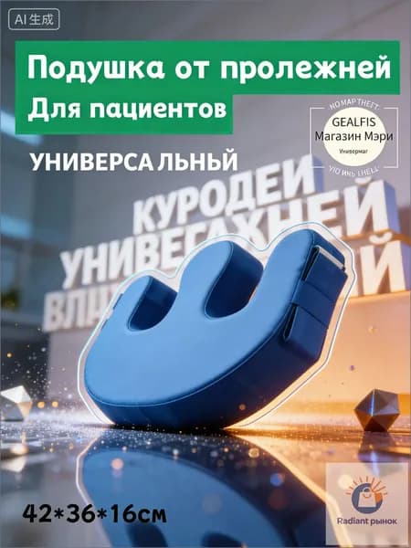 Подушка для переворачивания лежачих больных противопролежневая U-образная 42х36х16 см; устройство для ухода за пожилыми и инвалидами с ремнями и чехлом из ПУ кожи для реабилитации после инсульта