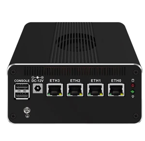 CWWK Мини-ПК 2026 Мини промышленный компьютер,4* Intel i226-V2 2.5G+порт SIM-карты (Intel Alder Lake N150, RAM Отсутствует, Intel UHD Graphics, Без ОС), CWWK 4L, черный, черно-серый