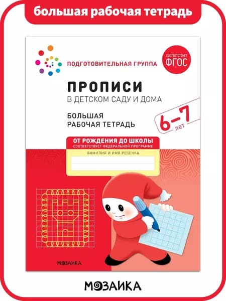 Прописи в детском саду и дома. 6-7 лет. ФГОС. Большие рабочие тетради для обучения дошкольников 6+. Подготовка детей к школе. От Рождения До Школы. 1 / 5 / 25 одинаковых тетрадей | Денисова Дарья, Дорофеева А. М.