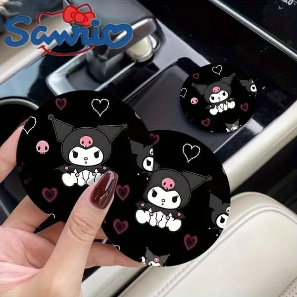 2 шт., Акриловые автомобильные подставки в стиле аниме Sanrio, мультяшные акриловые автомобильные подстаканники Kulomi, аксессуары для интерьера автомобиля, милые автомобильные подставки