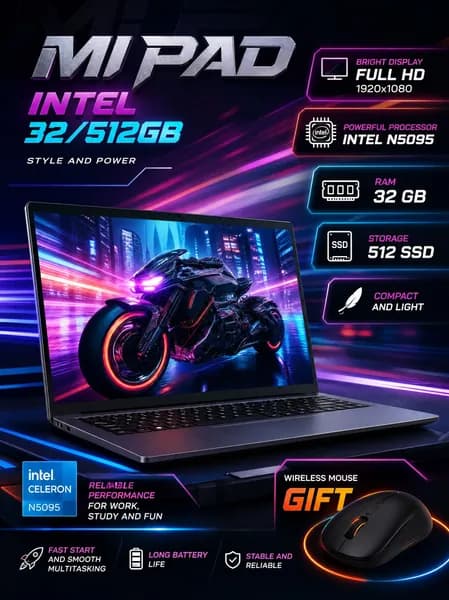 MI PAD Intel N5095 (32/512Гб) -15.6" linch (1920x1080) Full HD - ноутбук для игр - развлечений и для работы Ноутбук 15.6", Intel N50, RAM 32 ГБ, SSD 512 ГБ, Intel UHD Graphics, Windows Pro, (AN-156SS), светло-серый, Русская раскладка