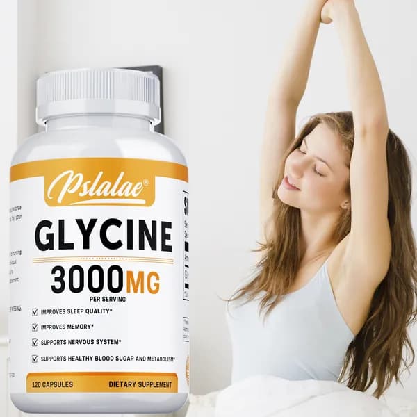Биологически активная добавка Pslalae Glycine 3000mg в капсулах - улучшает качество сна и память, поддерживает нервную систему, нормальный уровень сахара в крови и обмен веществ.