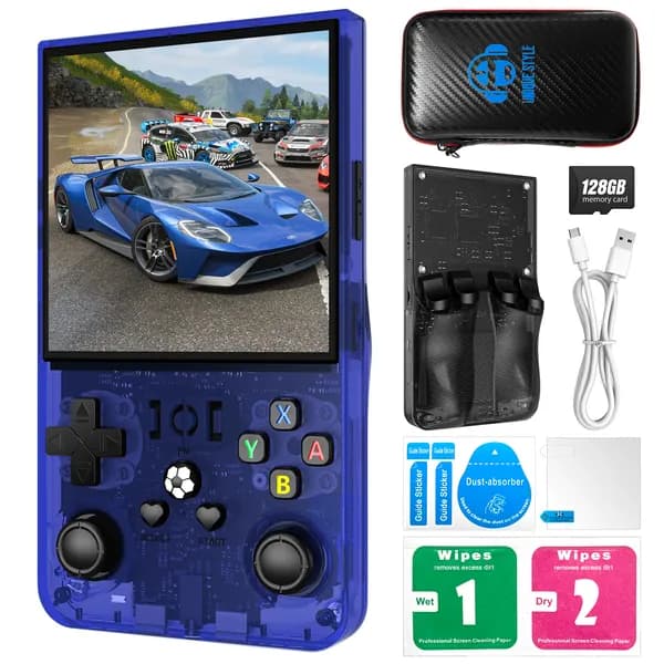 AISLPC 128 ГБ Обновленная портативная игровая консоль R36MAX, более 22 000 игр, аккумуляторная емкость 4000 мАч, 4 - дюймовый IPS с высоким экраном 720x720 с высоким разрешением, двойной 3D джойстик