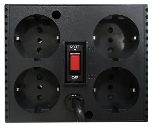 Стабилизатор напряжения Powercom Tap-Change TCA-1200 черный,компактный,1200 ВА/600 Вт,4 евророзетки Schuko CEE7, 0.6кВт,светодиодная индикация,защита от перегрузки и короткого замыкания комбинированная с автоматическим выключателем питания,TCA-1200 Black