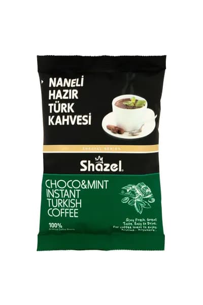 Shazel Турецкий кофе растворимый с натуральным маслом мяты, 100г. Напиток из 100% Арабики для быстрого приготовления в чашке. Освежающий кофейный десерт, премиальная серия для гурманов и цен
