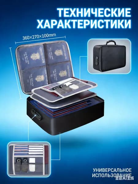 Сумка для документов с замком, огнестойкий трехслойный футляр для хранения файлов с водонепроницаемой молнией, безопасная для документов портативная дорожная сумка-органайзер для дома для ноутбука,