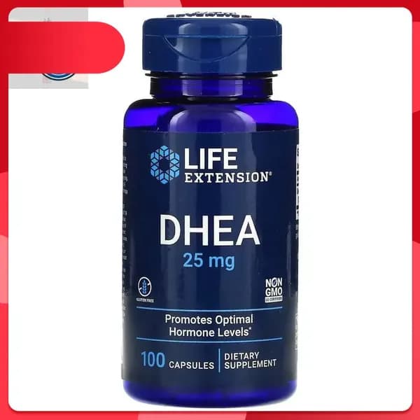 ДГЭА (дегидроэпиандростерон) Life Extension DHEA 25 мг, 100 капсул биологически активная добавка для поддержки гормонального баланса, иммунитета, мышечной массы и общего самочувствия