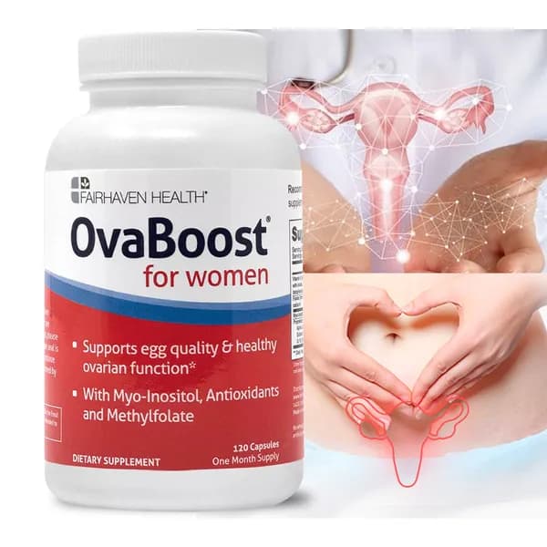 Fairhaven Health - OvaBoost - Добавка для женщин - Содержит инозитол, антиоксиданты и фолиевую кислоту - Поддерживает качество яйцеклеток и здоровую функцию яичников - 120 капсул, произведено в США