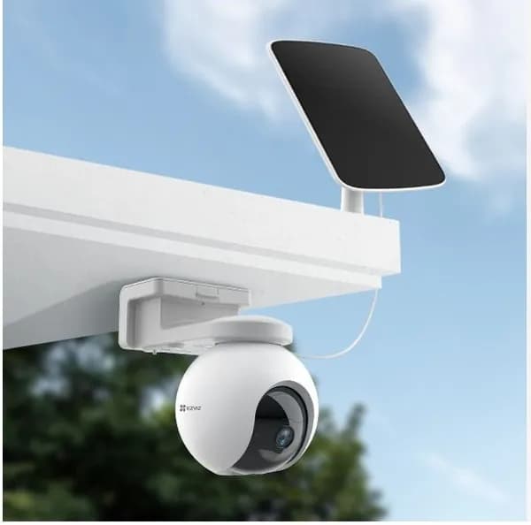 EZVIZ HB8 8МП Камера видеонаблюдения с Солнечной панелью, Wi-Fi и 4K+, автоматическим отслеживанием, распознаванием людей с помощью ИИ, двусторонней аудиосвязью и функциями активной защиты.
