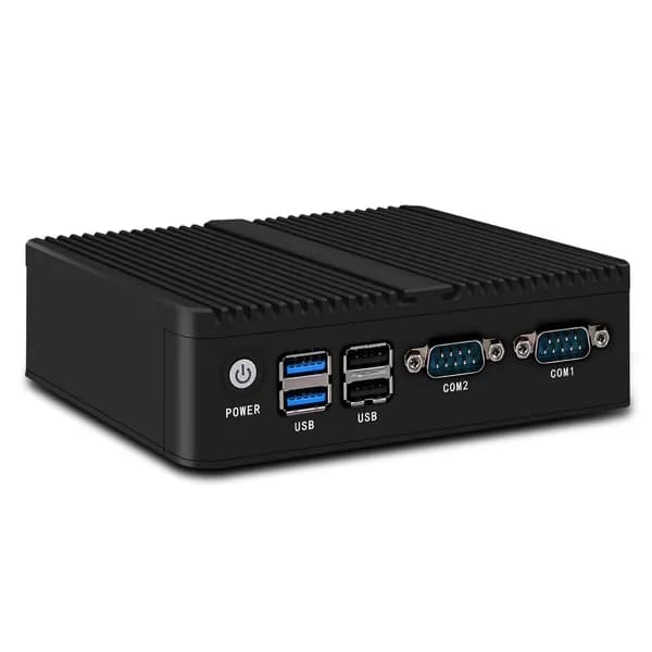 Мини-ПК Мини промышленный ПК, HD/VGA/2 RJ45 Gigabit Ethernet/Dual Band Wi-Fi/BT 4.0/2 RS232 Com-порта/VES (Intel Celeron N2840, RAM 4 ГБ, SSD 64 ГБ, Intel UHD Graphics, Windows 10 Pro), B5-2840, черный
