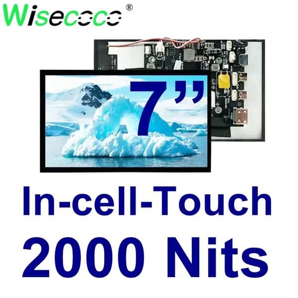Wisecoco Пиксельный экран 7" сенсорный LCD дисплей FHD 1920×1080 сверхвысокая яркость 2000 нит, читаемый на солнце, панель для уличного и автомобильного оборудования, оливковый