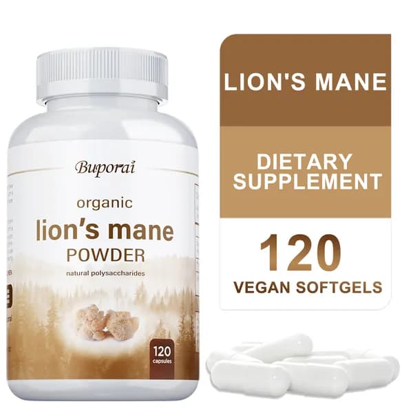 Биологически активная добавка Buporai Organic Lion's Mane Mushroom Powder предназначена для поддержания когнитивных функций, здоровья мозга, повышения энергии и укрепления иммунной системы.