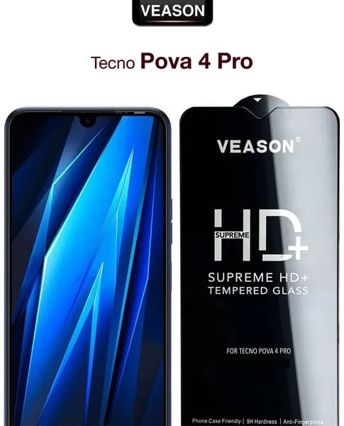 Защитное стекло VEASON для Tecno Pova 4 Pro / 6.7 дюйма (противоударное, закалённое, прозрачное, глянцевое защитное стекло с олеофобным покрытием и качественным клеевым слоем на текно пова 4 про)