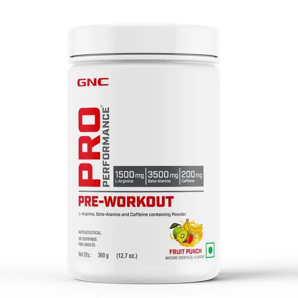 Gnc пред-тренировочный комплекс, 360 г, 30 порций, усиливает кровообращение и энергию, ускоряет восстановление, 1500 мг -аргинина, 3500 мг бета-аланина, 200 мг кофеина, фруктовый сок